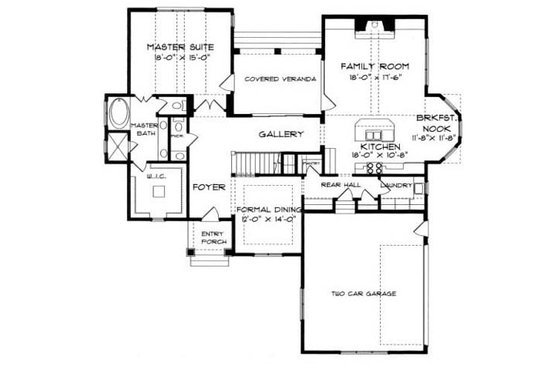 Floor Plan - Main Floor for European House Plan #413-103 - 4 bed, 3 bath
