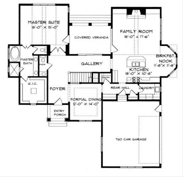 House Blueprint - European Floor Plan - Main Floor Plan #413-103
