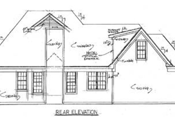 Exterior - Rear Elevation for Colonial House Plan #34-133 - 3 bed, 2 bath