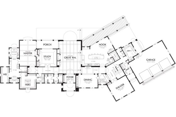 Floor Plan - Main Floor for Mediterranean House Plan #48-361 - 5 bed, 5 bath