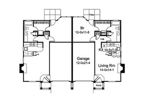 Floor Plan - Main Floor for Craftsman House Plan #57-685 - 2 bed, 2 bath