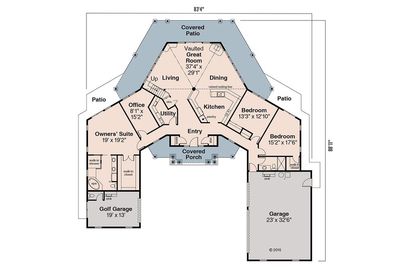 Home Plan - Floor Plan - Main Floor for Ranch House Plan #124-577 - 3 bed, 2.5 bath