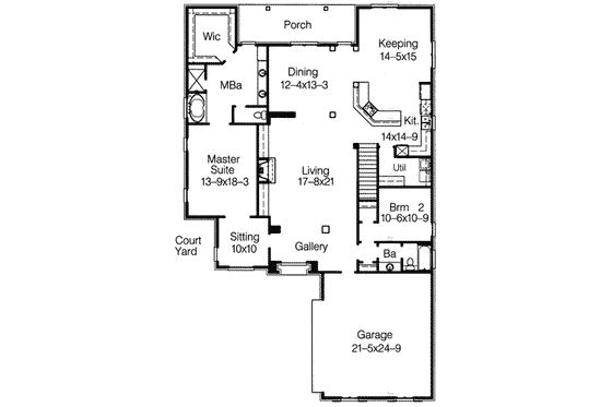 Floor Plan - Main Floor for European House Plan #15-271 - 4 bed, 3 bath