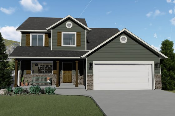 Exterior - Front Elevation 4 for Traditional House Plan #1060-4 - 3 bed, 2.5 bath