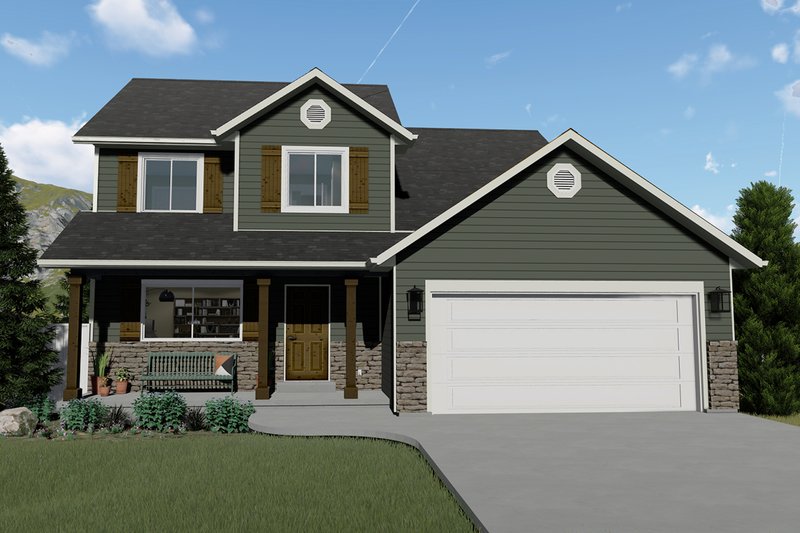 House Blueprint - Exterior - Front Elevation 4 for Traditional House Plan #1060-4 - 3 bed, 2.5 bath