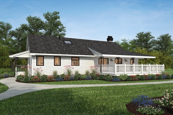 Exterior - Rear Elevation for Farmhouse House Plan #47-647 - 3 bed, 2 bath