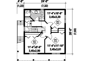 Floor Plan - Main Floor for Cabin House Plan #25-4849 - 3 bed, 1 bath