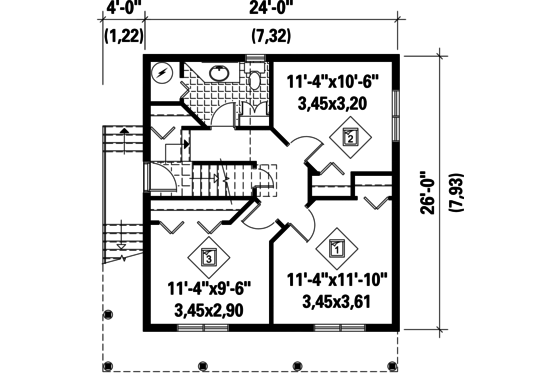 Floor Plan - Main Floor for Cabin House Plan #25-4849 - 3 bed, 1 bath