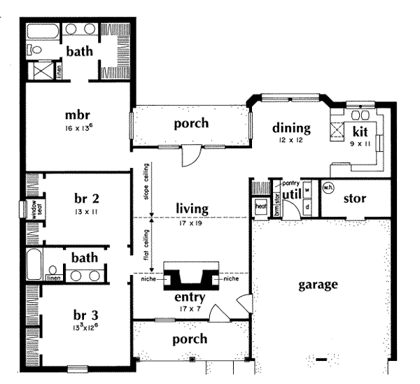 House Design - Ranch Floor Plan - Main Floor Plan #36-255