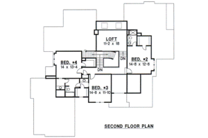 Floor Plan - Upper Floor for European House Plan #67-239 - 4 bed, 4 bath
