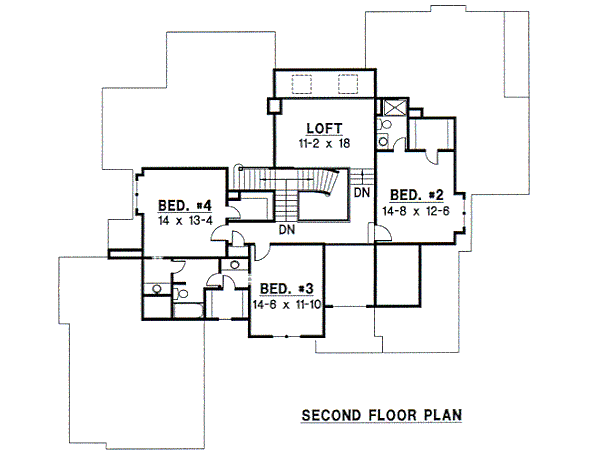 European Floor Plan - Upper Floor Plan #67-239