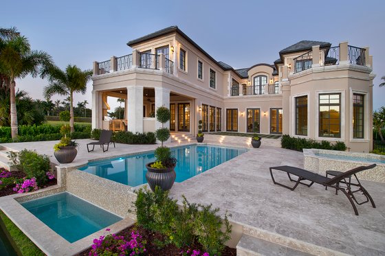 Exterior - Rear Elevation 1 for Mediterranean House Plan #548-5 - 5 bed, 5.5 bath