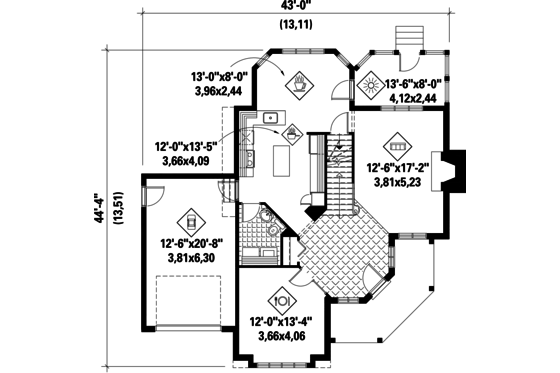 Floor Plan - Main Floor for Victorian House Plan #25-4763 - 3 bed, 1.5 bath