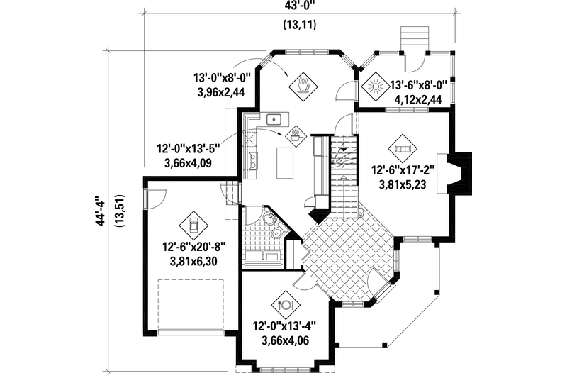Dream House Plan - Floor Plan - Main Floor for Victorian House Plan #25-4763 - 3 bed, 1.5 bath