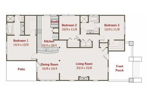 Floor Plan - Main Floor for Craftsman House Plan #461-20 - 3 bed, 2 bath