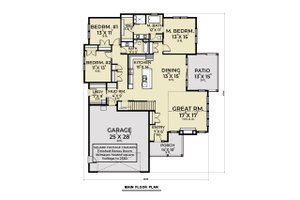 Floor Plan - Main Floor for Farmhouse House Plan #1070-103 - 3 bed, 2 bath