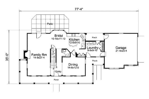 Farmhouse Floor Plan - Main Floor Plan #57-389