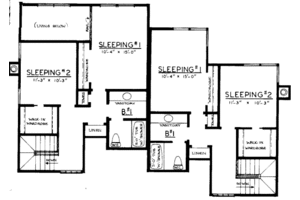 Floor Plan - Upper Floor for Modern House Plan #303-275 - 2 bed, 1.5 bath