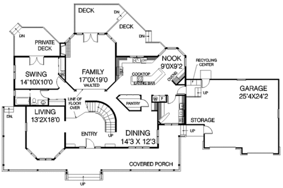 Floor Plan - Main Floor for Victorian House Plan #60-152 - 4 bed, 3 bath
