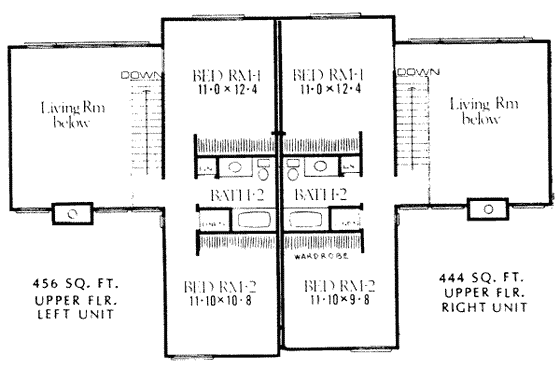 Floor Plan - Upper Floor House Plan #303-220 - 2 bed, 1.5 bath