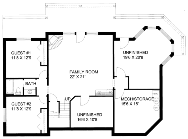 Bungalow Floor Plan - Lower Floor Plan #117-641