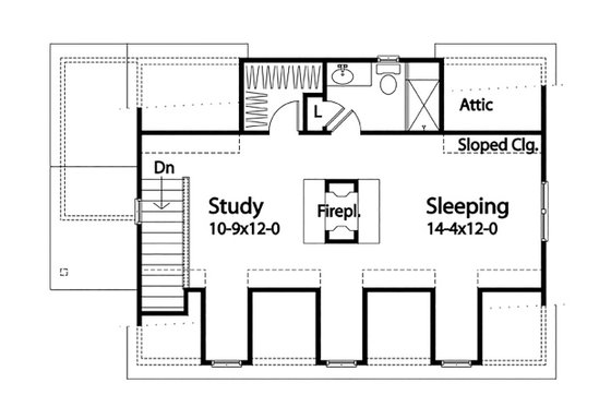 Floor Plan - Upper Floor for Country House Plan #22-603 - 1 bed, 1.5 bath