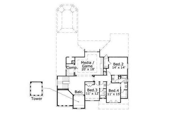 Floor Plan - Upper Floor for European House Plan #411-313 - 4 bed, 3.5 bath