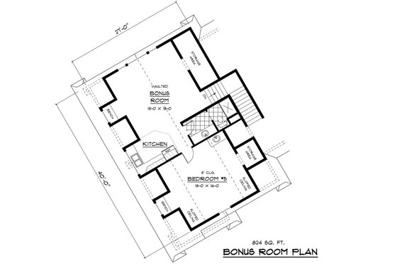 Floor Plan - Upper Floor for European House Plan #51-338 - 5 bed, 4.5 bath