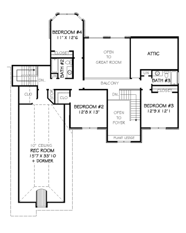 European Floor Plan - Upper Floor Plan #424-324