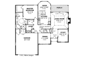 Floor Plan - Main Floor for Traditional House Plan #20-383 - 3 bed, 2.5 bath