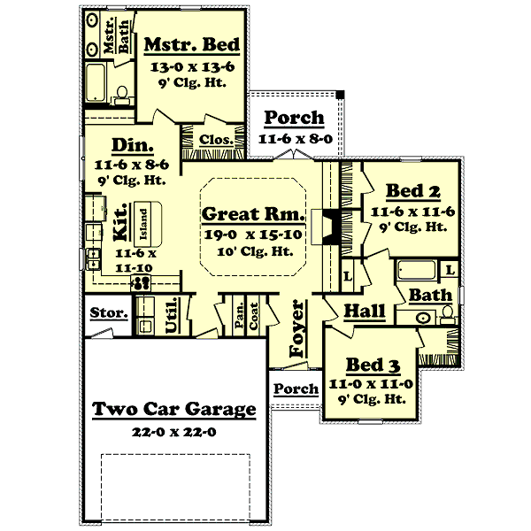 House Design - Ranch Floor Plan - Main Floor Plan #430-12