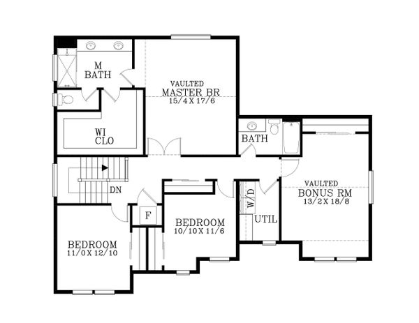 Craftsman Floor Plan - Upper Floor Plan #53-484