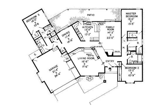 Floor Plan - Main Floor for Country House Plan #312-102 - 3 bed, 2.5 bath