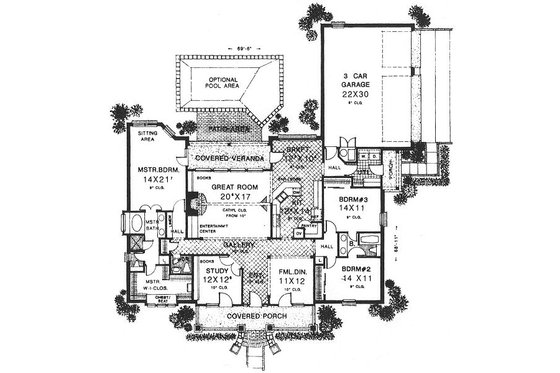 Floor Plan - Main Floor for Southern House Plan #310-616 - 3 bed, 2.5 bath