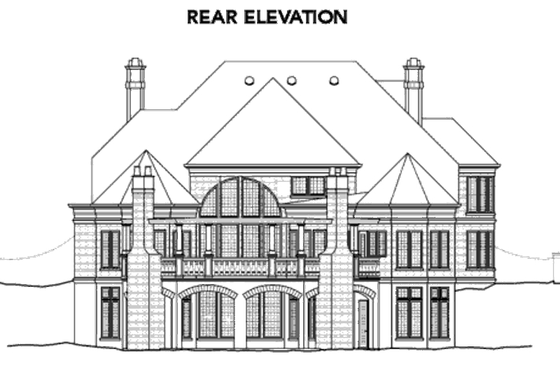 House Blueprint - Exterior - Rear Elevation for European House Plan #119-359 - 4 bed, 4.5 bath