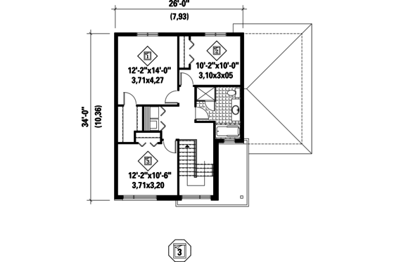 Floor Plan - Upper Floor for Contemporary House Plan #25-4401 - 4 bed, 2.5 bath