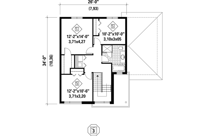 Architectural House Design - Floor Plan - Upper Floor for Contemporary House Plan #25-4401 - 4 bed, 2.5 bath