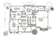 European Style House Plan - 3 Beds 2 Baths 1855 Sq/Ft Plan #310-958 