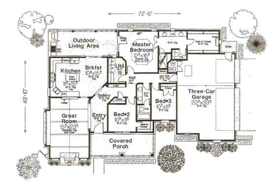 Floor Plan - Main Floor for European House Plan #310-958 - 3 bed, 2 bath