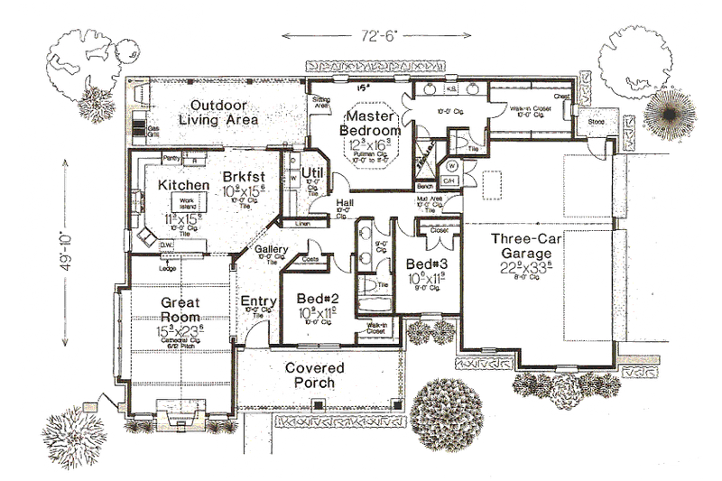 Dream House Plan - Floor Plan - Main Floor for European House Plan #310-958 - 3 bed, 2 bath