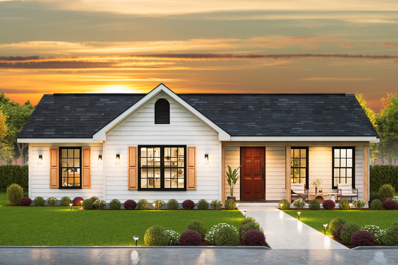 House Blueprint - Ranch Exterior - Front Elevation Plan #54-663