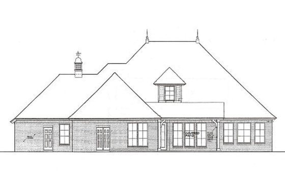 Exterior - Rear Elevation for European House Plan #310-986 - 3 bed, 2.5 bath