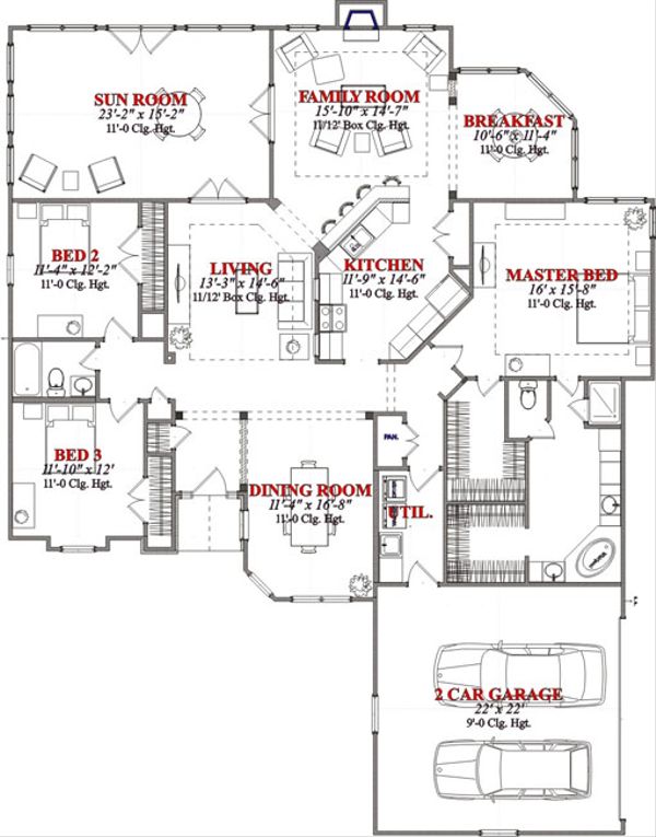 European Floor Plan - Main Floor Plan #63-221