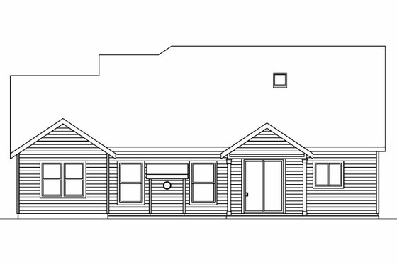Exterior - Rear Elevation for Craftsman House Plan #124-564 - 3 bed, 2.5 bath