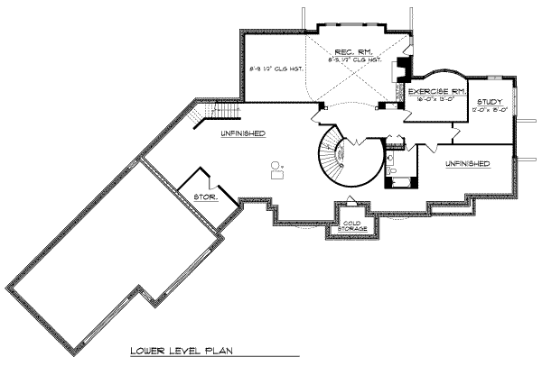 Architectural House Design - European Floor Plan - Lower Floor Plan #70-558