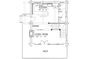 Floor Plan - Main Floor for Log House Plan #117-406 - 3 bed, 3 bath