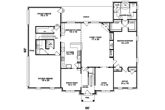 Floor Plan - Main Floor for Traditional House Plan #81-591 - 4 bed, 3.5 bath