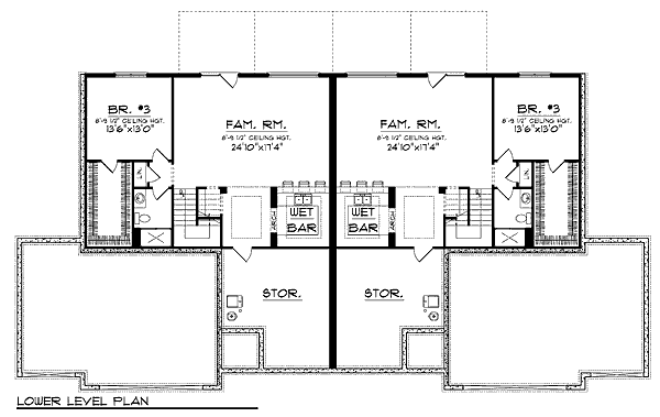 Dream House Plan - Ranch Floor Plan - Lower Floor Plan #70-940
