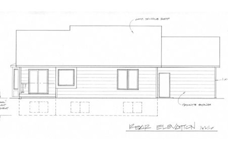 Home Plan - Exterior - Rear Elevation for Traditional House Plan #58-211 - 2 bed, 2 bath