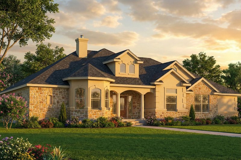 Mediterranean Style House Plan - 4 Beds 2 Baths 2014 Sq/Ft Plan #80-142 Exterior